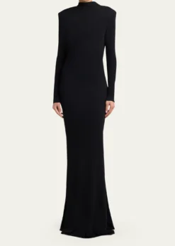 TOM FORDMock-Neck Strong-Shoulder Cutout Gown