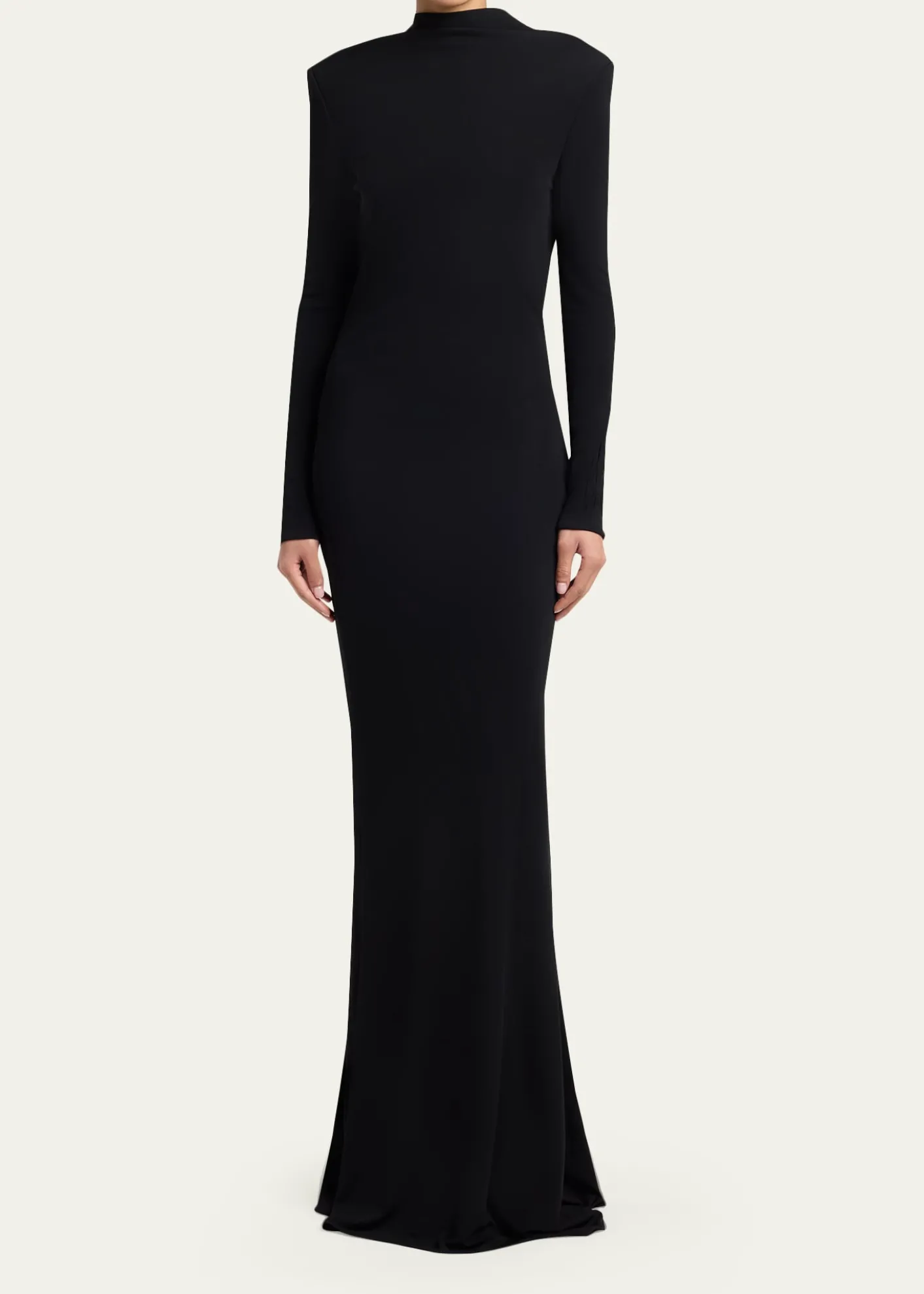 TOM FORDMock-Neck Strong-Shoulder Cutout Gown