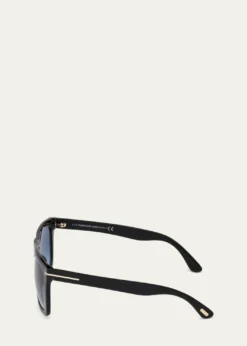 TOM FORDMorgan Thick Square Acetate Sunglasses, Black/Blue