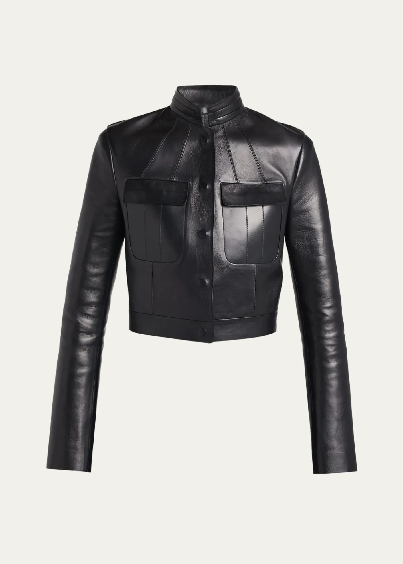 TOM FORDNappa Leather Single-Breasted Crop Jacket