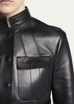 TOM FORDNappa Leather Single-Breasted Crop Jacket