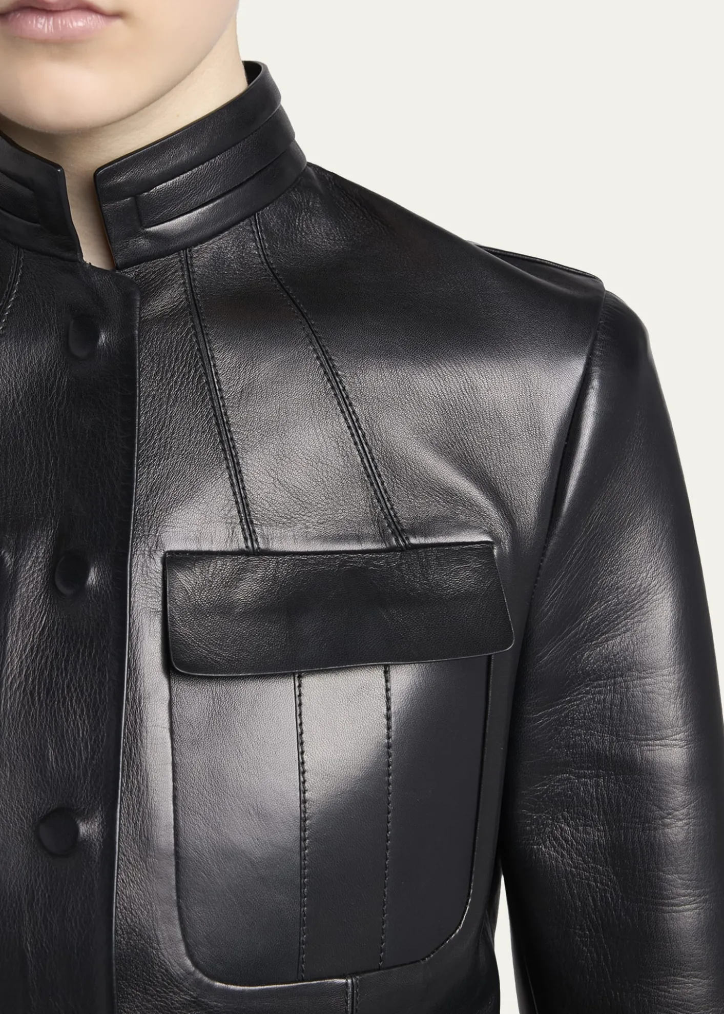 TOM FORDNappa Leather Single-Breasted Crop Jacket