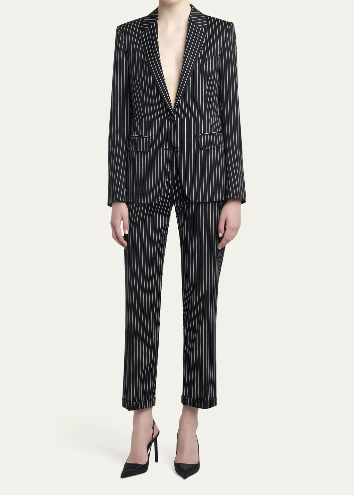 TOM FORDPinstripe Straight-Leg Ankle Trousers