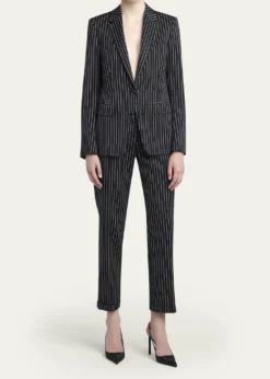 TOM FORDPinstripe Wool Single-Breasted Blazer Jacket