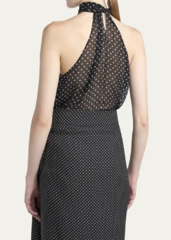 TOM FORDPolka-Dot Chiffon Neck-Tie Sleeveless Blouse