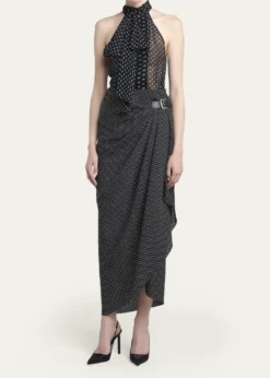 TOM FORDPolka-Dot Chiffon Neck-Tie Sleeveless Blouse