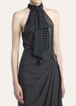 TOM FORDPolka-Dot Chiffon Neck-Tie Sleeveless Blouse
