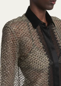 TOM FORDPolka-Dot Lace Button-Down Shirt