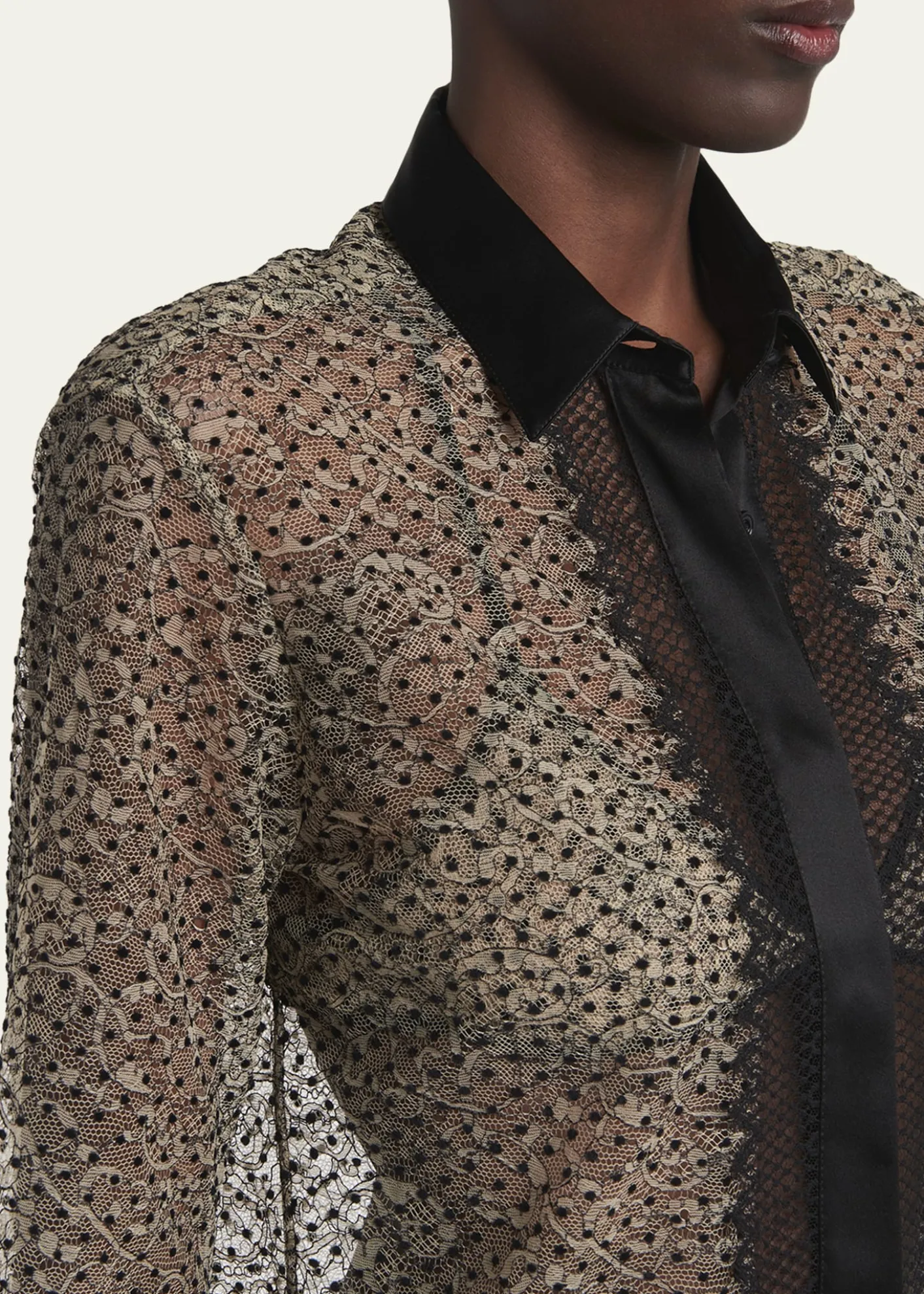 TOM FORDPolka-Dot Lace Button-Down Shirt