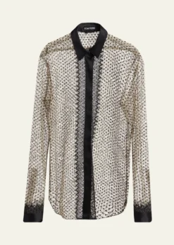 TOM FORDPolka-Dot Lace Button-Down Shirt