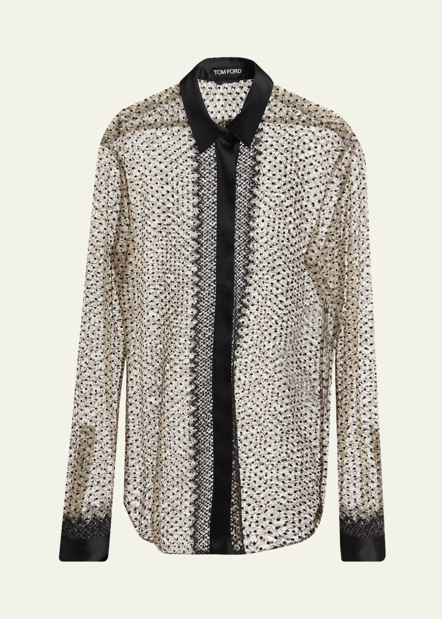 TOM FORDPolka-Dot Lace Button-Down Shirt