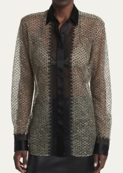 TOM FORDPolka-Dot Lace Button-Down Shirt