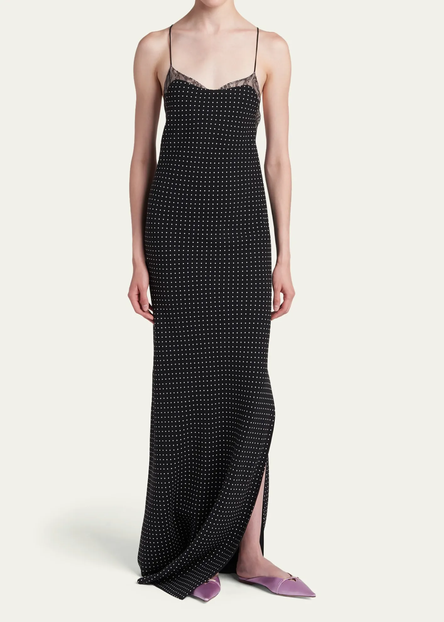 TOM FORDPolka Dot Silk Backless Maxi Slip Dress