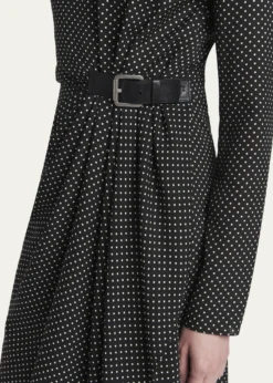 TOM FORDPolka Dot Silk Gathered Buckle Midi Dress