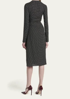 TOM FORDPolka Dot Silk Gathered Buckle Midi Dress