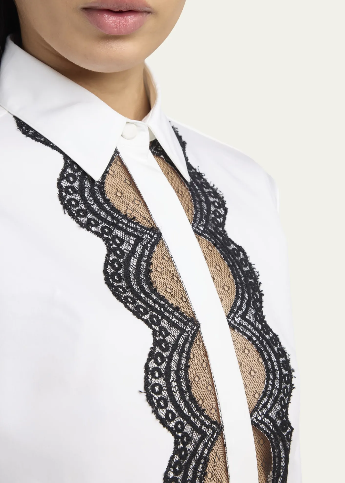 TOM FORDScalloped Lace-Trim Button-Down Shirt