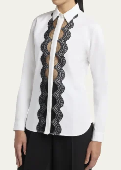 TOM FORDScalloped Lace-Trim Button-Down Shirt