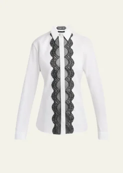 TOM FORDScalloped Lace-Trim Button-Down Shirt