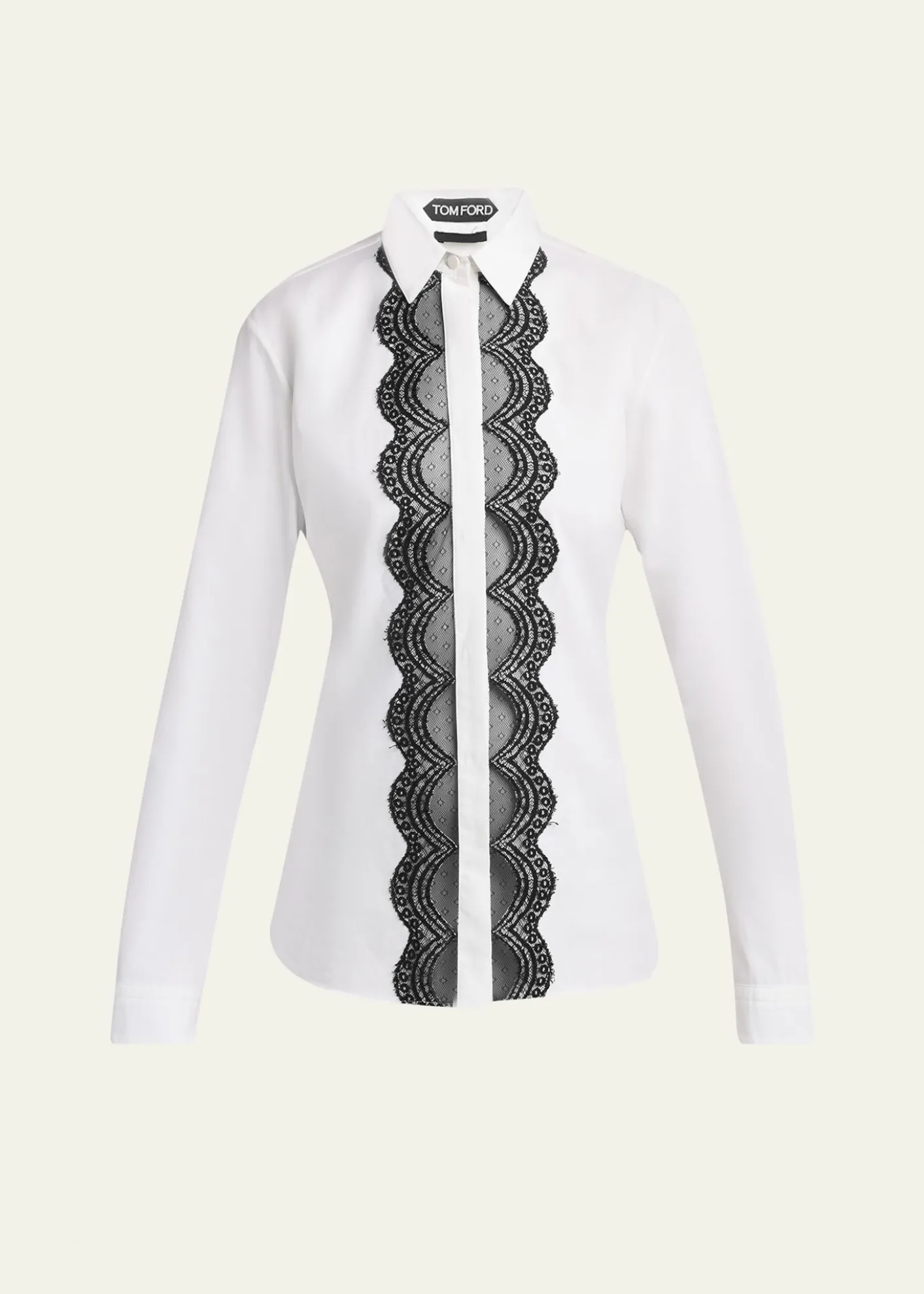 TOM FORDScalloped Lace-Trim Button-Down Shirt