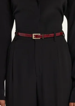 TOM FORDShiny Stamped Croc-Embossed Leather Belt