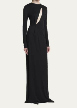 TOM FORDSlash Cutout Long-Sleeve Crepe Jersey Maxi Dress