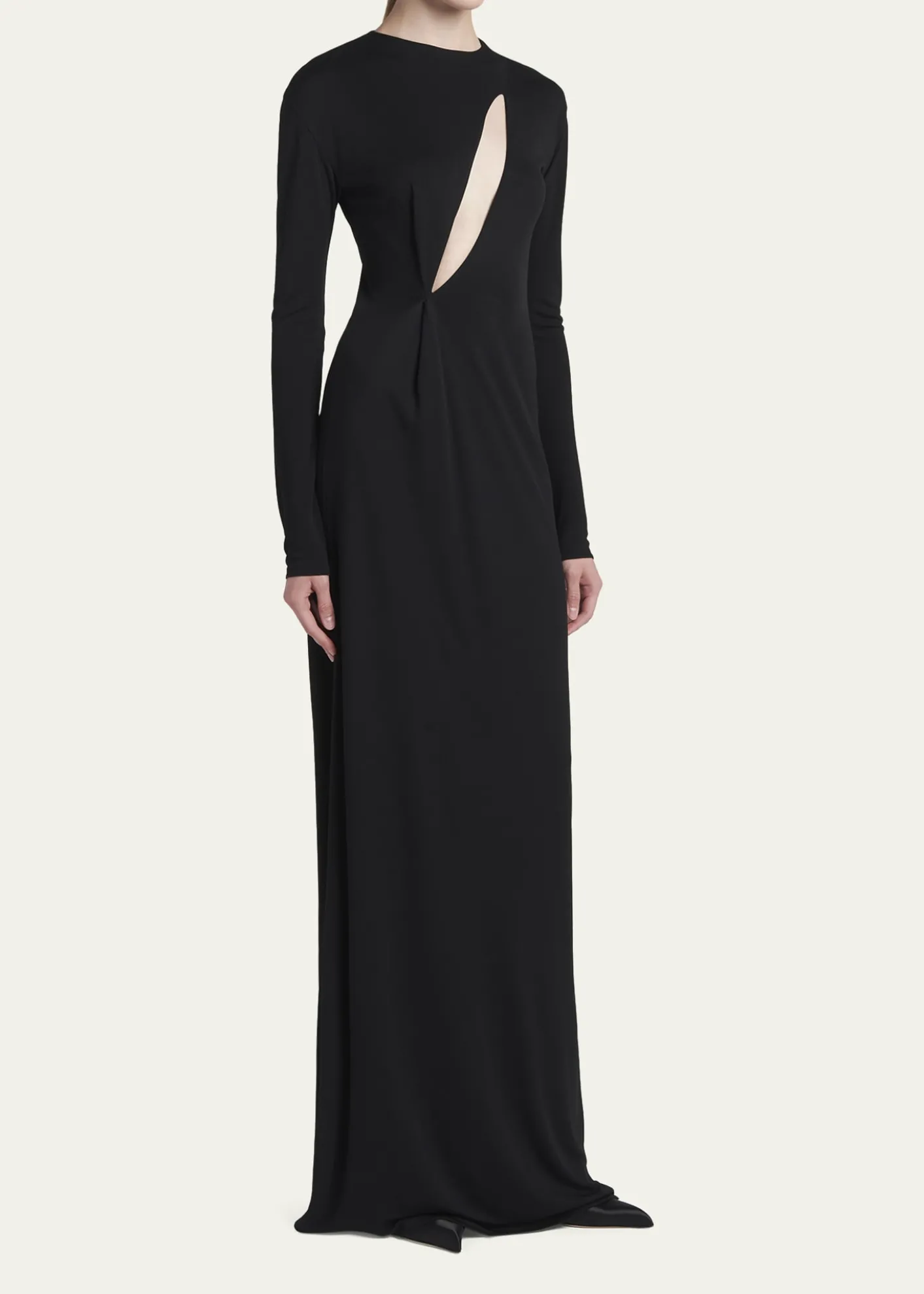 TOM FORDSlash Cutout Long-Sleeve Crepe Jersey Maxi Dress