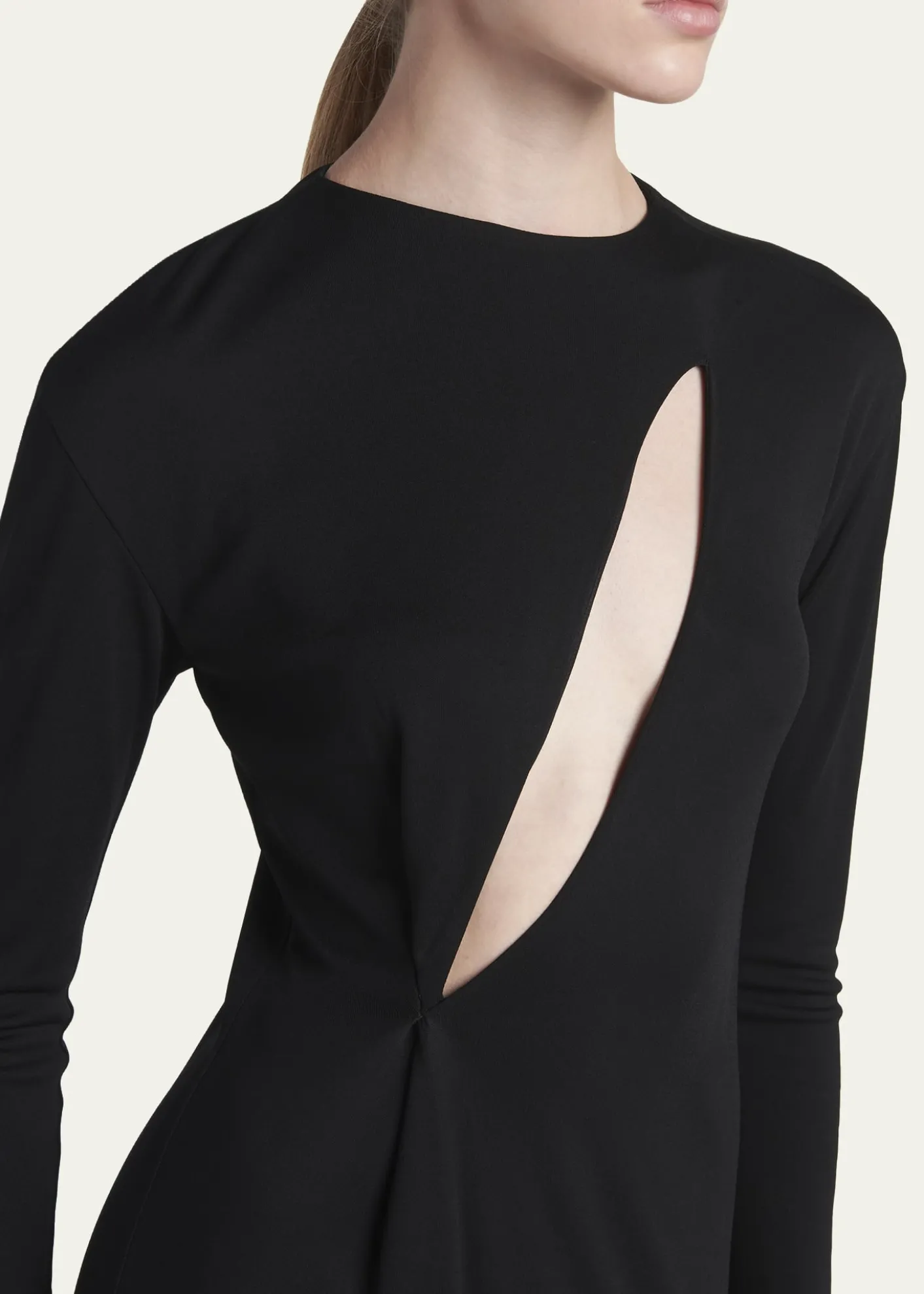 TOM FORDSlash Cutout Long-Sleeve Crepe Jersey Maxi Dress