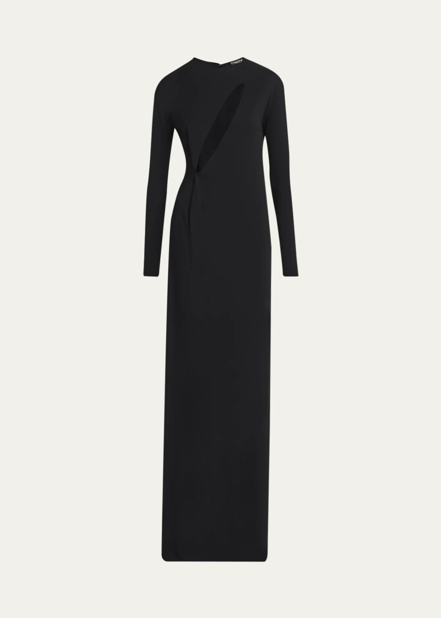 TOM FORDSlash Cutout Long-Sleeve Crepe Jersey Maxi Dress
