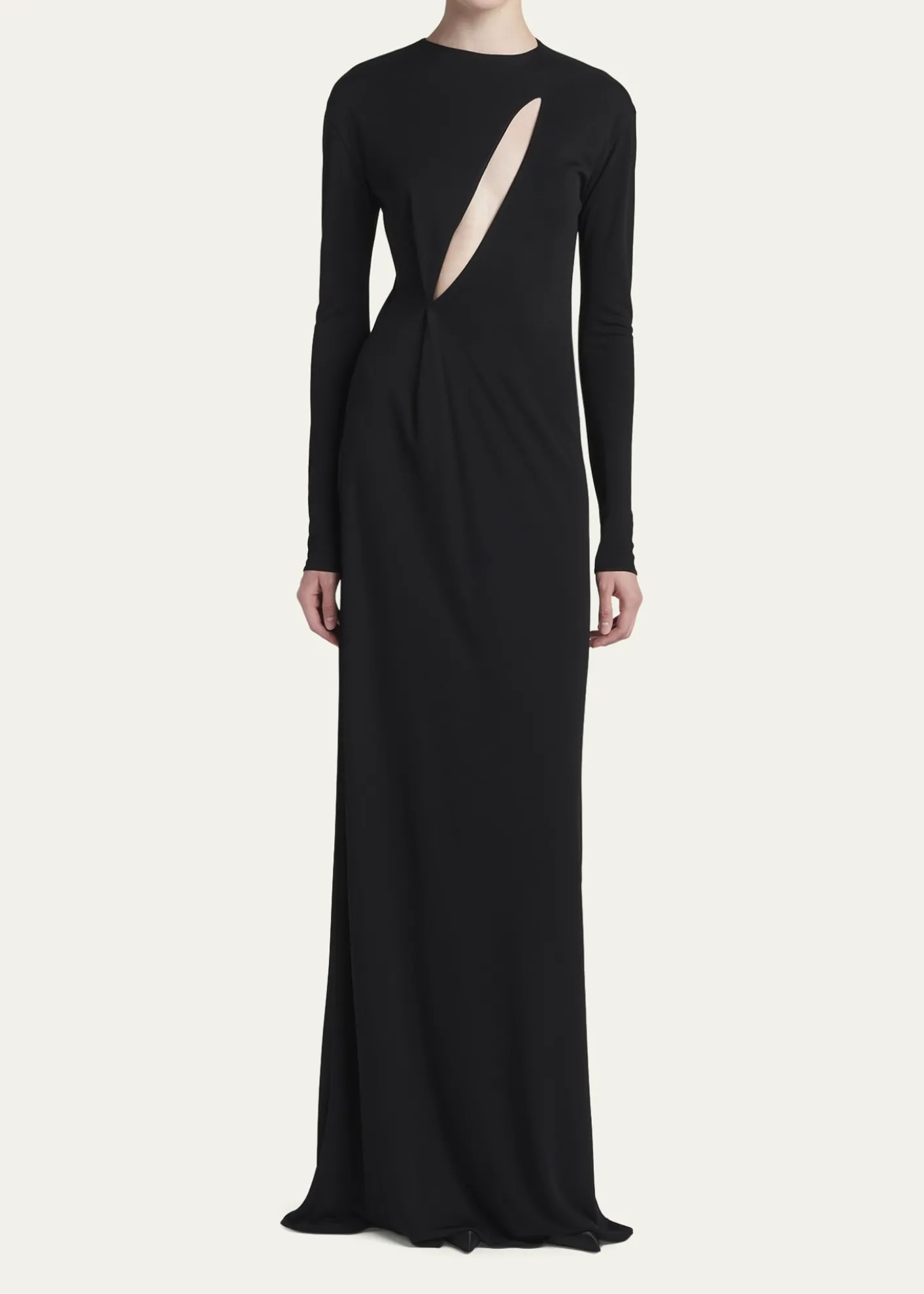TOM FORDSlash Cutout Long-Sleeve Crepe Jersey Maxi Dress