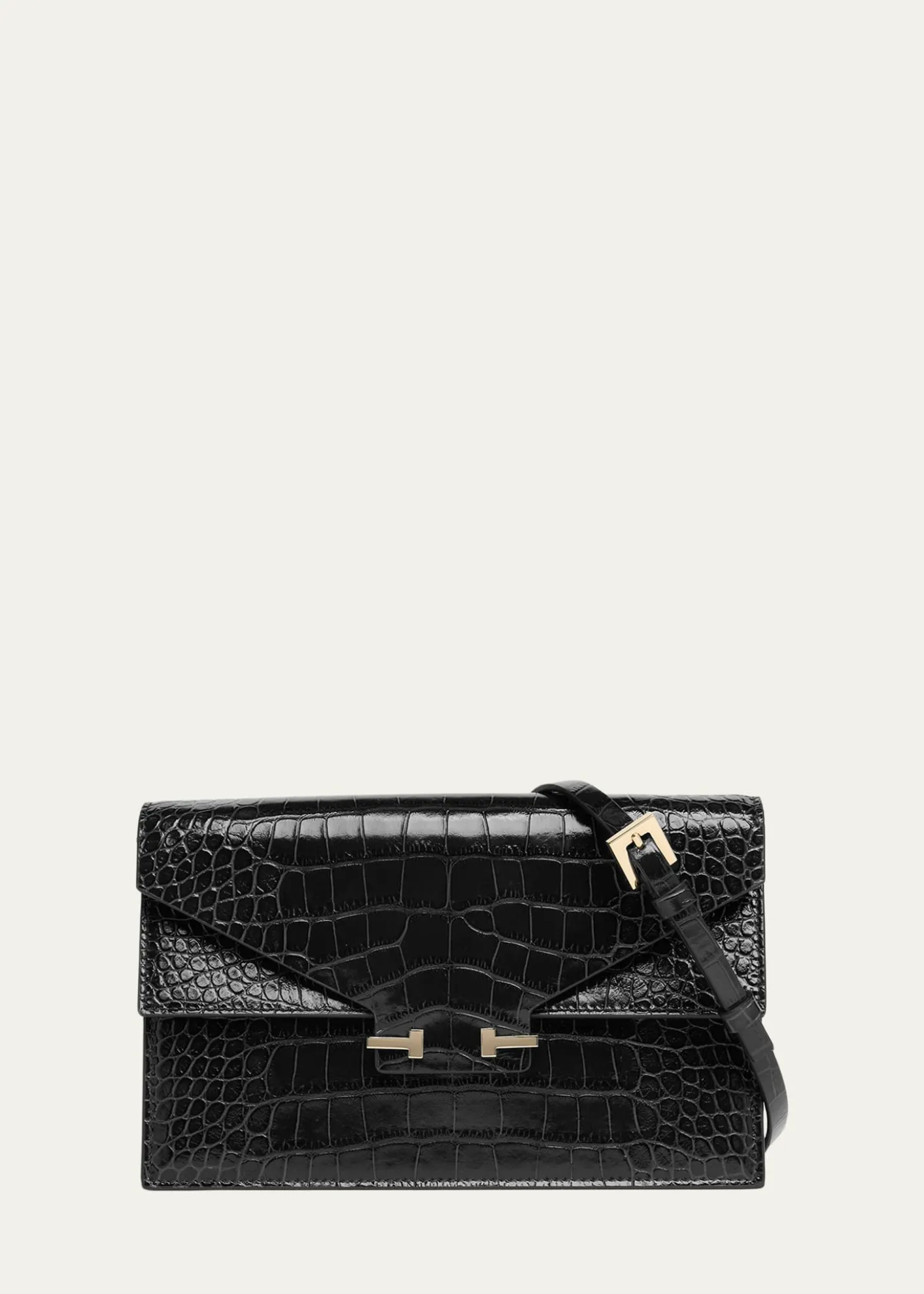 TOM FORDSmall Croc-Embossed Leather T-Clasp Clutch Bag