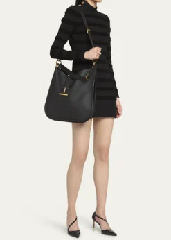 TOM FORDTara Large Hobo Crossbody in Grained Leather