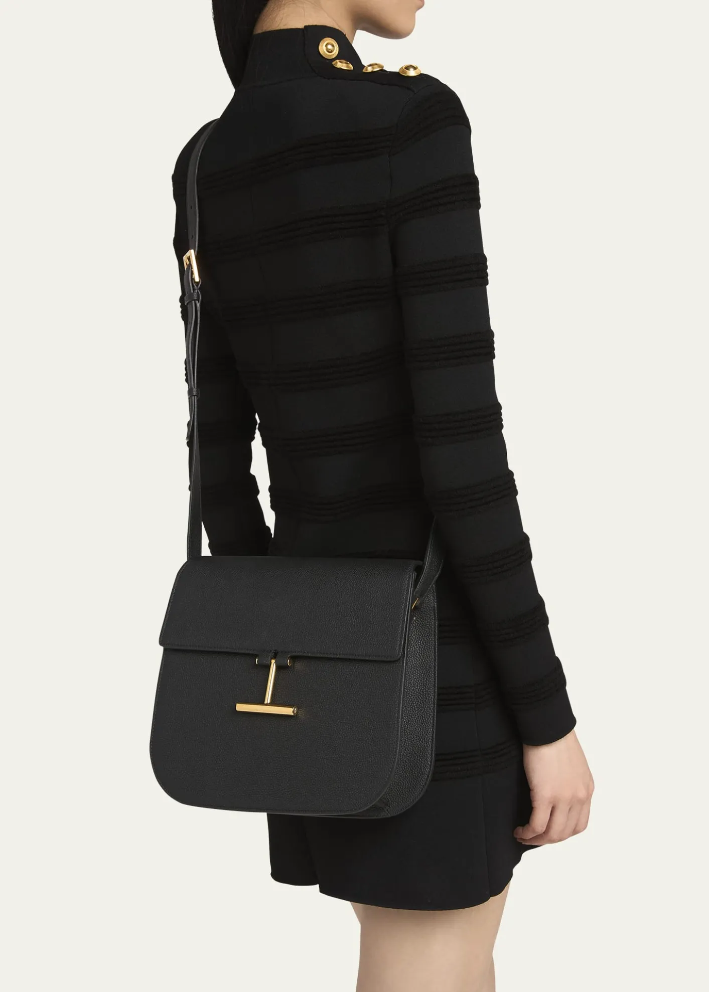 TOM FORDTara Medium Crossbody in Grained Leather with Leather Strap