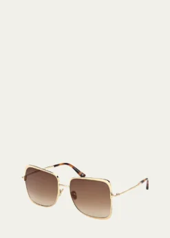 TOM FORDTara 57mm Metal Square Sunglasses