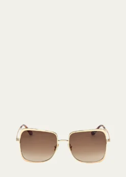 TOM FORDTara 57mm Metal Square Sunglasses