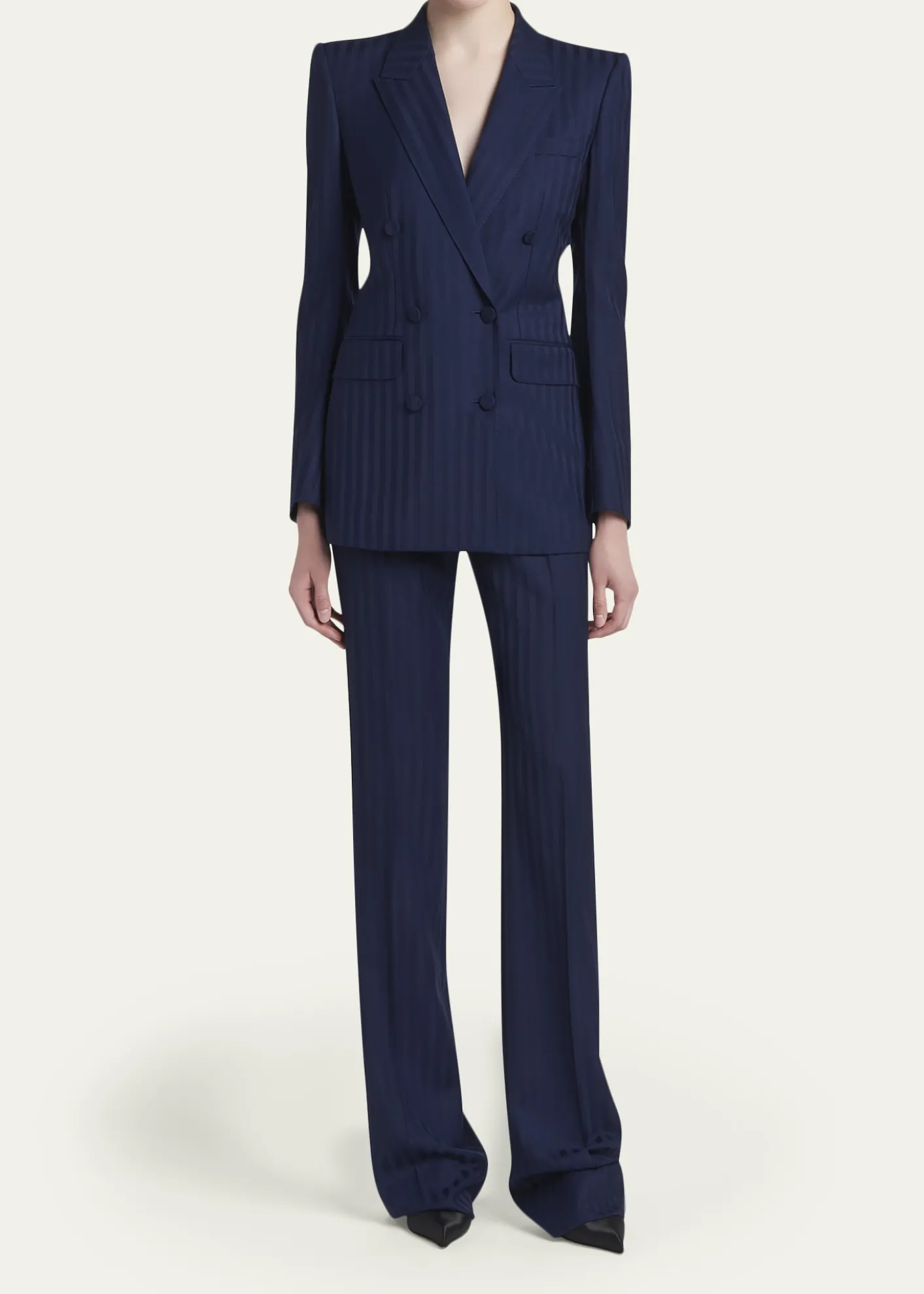 TOM FORDTonal Striped Jacquard Straight-Leg Pants