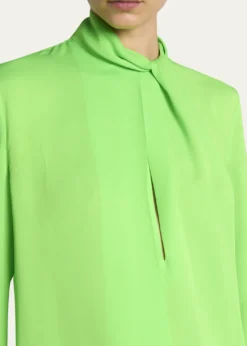 TOM FORDTwisted-Neck Silk Long-Sleeve Shirt