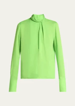 TOM FORDTwisted-Neck Silk Long-Sleeve Shirt