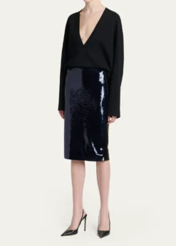 TOM FORDTwo-Tone Sequined Pencil Skirt