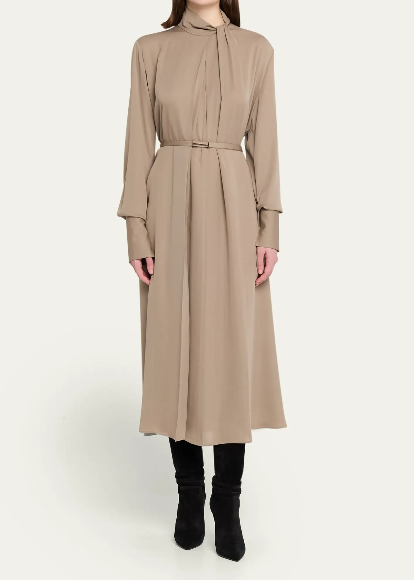 TOM FORDWashed Silk Georgette Belted Midi Dress