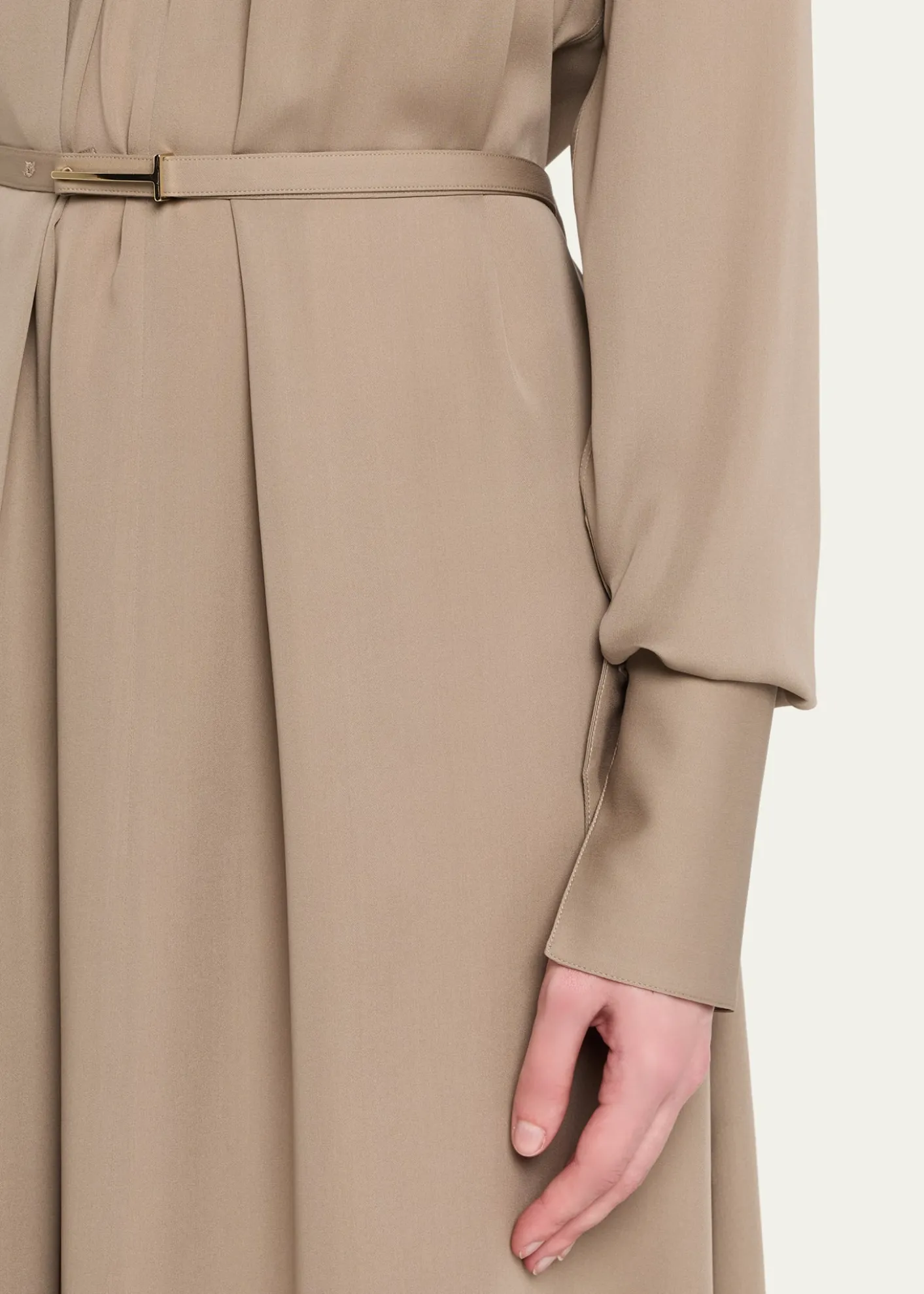 TOM FORDWashed Silk Georgette Belted Midi Dress