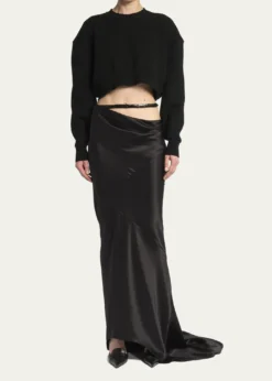 TOM FORDWool-Cashmere Blouson-Sleeve Crop Sweater