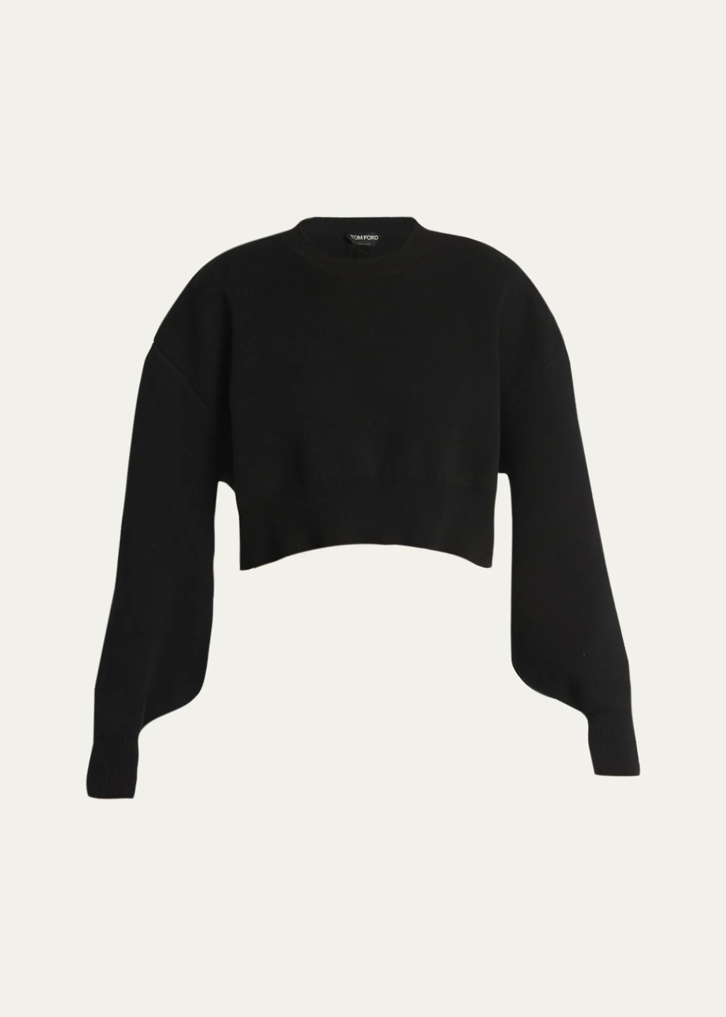 TOM FORDWool-Cashmere Blouson-Sleeve Crop Sweater