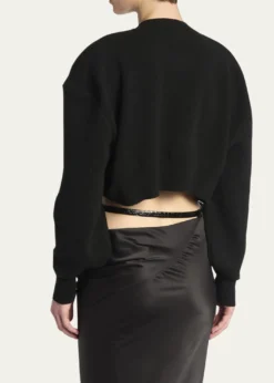 TOM FORDWool-Cashmere Blouson-Sleeve Crop Sweater