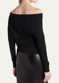 TOM FORDWool-Silk Asymmetric Off-Shoulder Sweater