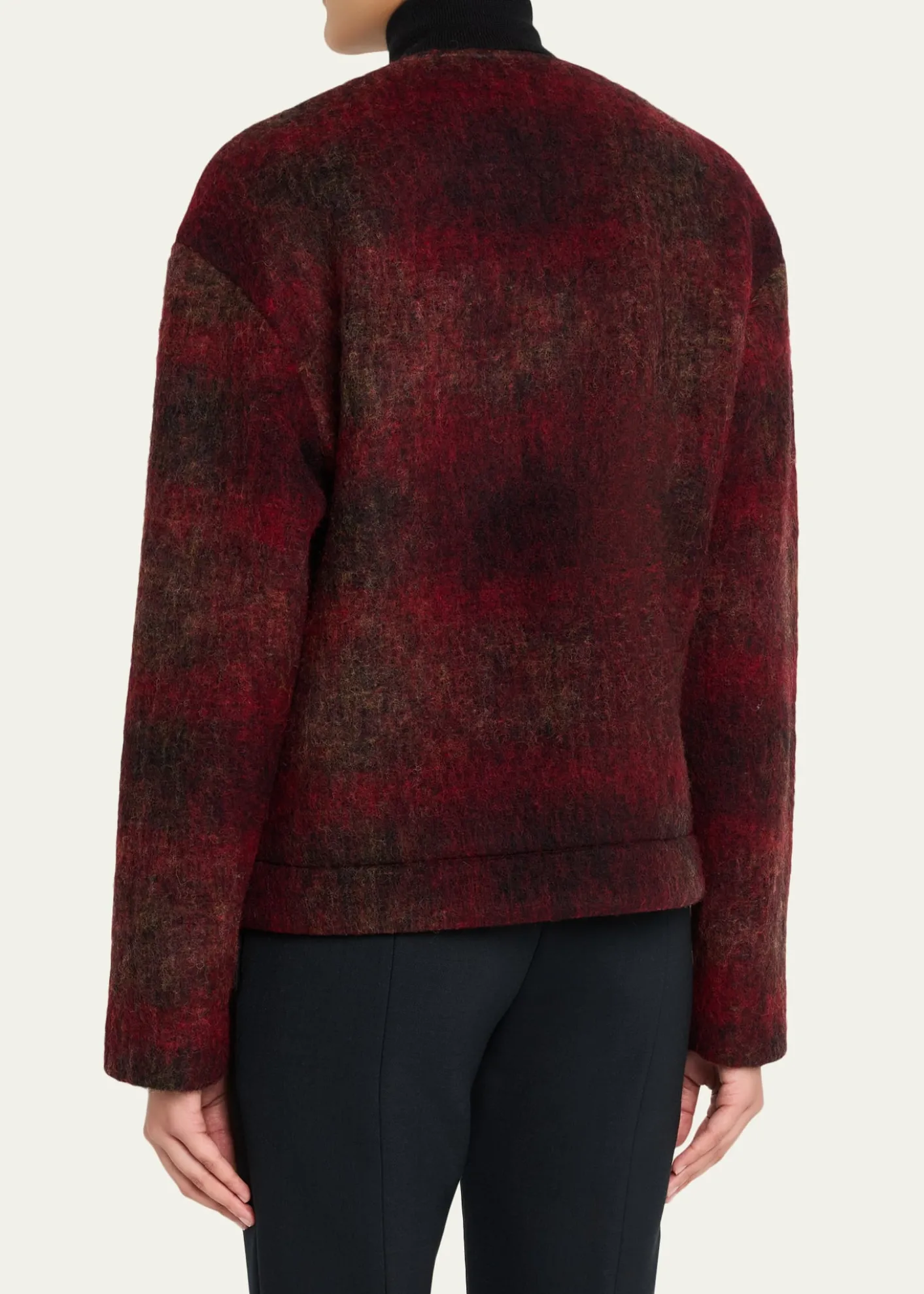 TONYWACKV-Neck Plaid Mohair Jacket
