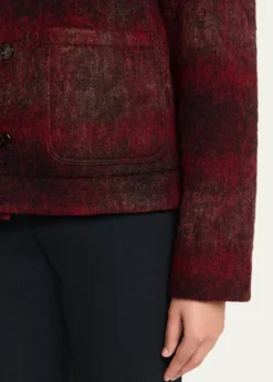 TONYWACKV-Neck Plaid Mohair Jacket