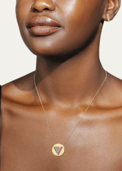 Tracee Nichols14K Gold Love Triangle Rainbow Sapphire Token Necklace