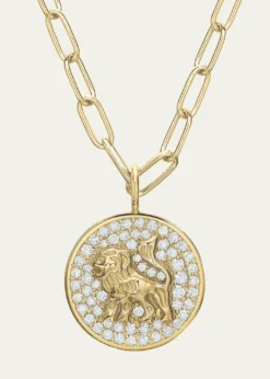Tracee Nichols14K Gold Mini Lion Pave Diamond Token Necklace