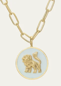 Tracee Nichols14K Gold Mini Lion White Enamel Token Necklace