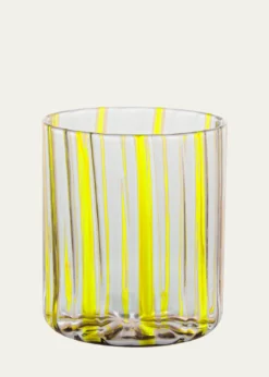 TuttoattaccatoLemon Yellow Stripe Low Drinking Glass, 11.15 oz.